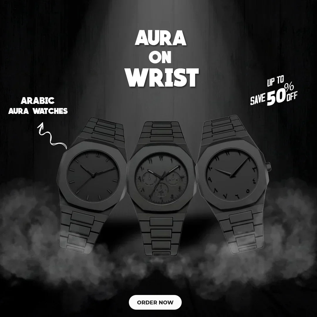 Premium Black Arabic Aura Watch