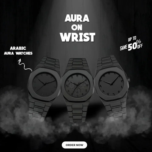 Premium Black Arabic Aura Watch