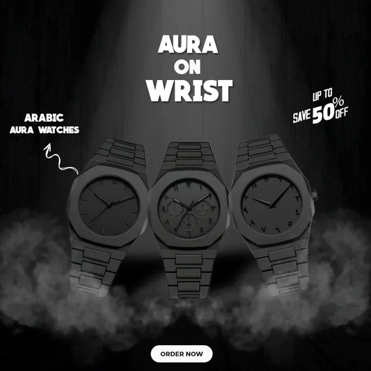 Premium Black Arabic Aura Watch