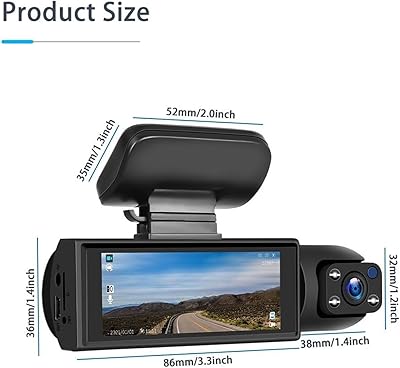 1080P Dual Dash Cam – Front & Rear Car Camera with Night Vision