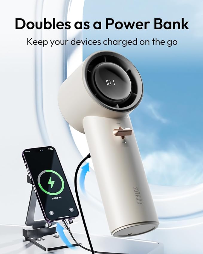 🌬️ Mini Portable Handheld Fan 🔋 3600mAh USB Rechargeable Turbo Fan with Digital Display ✨