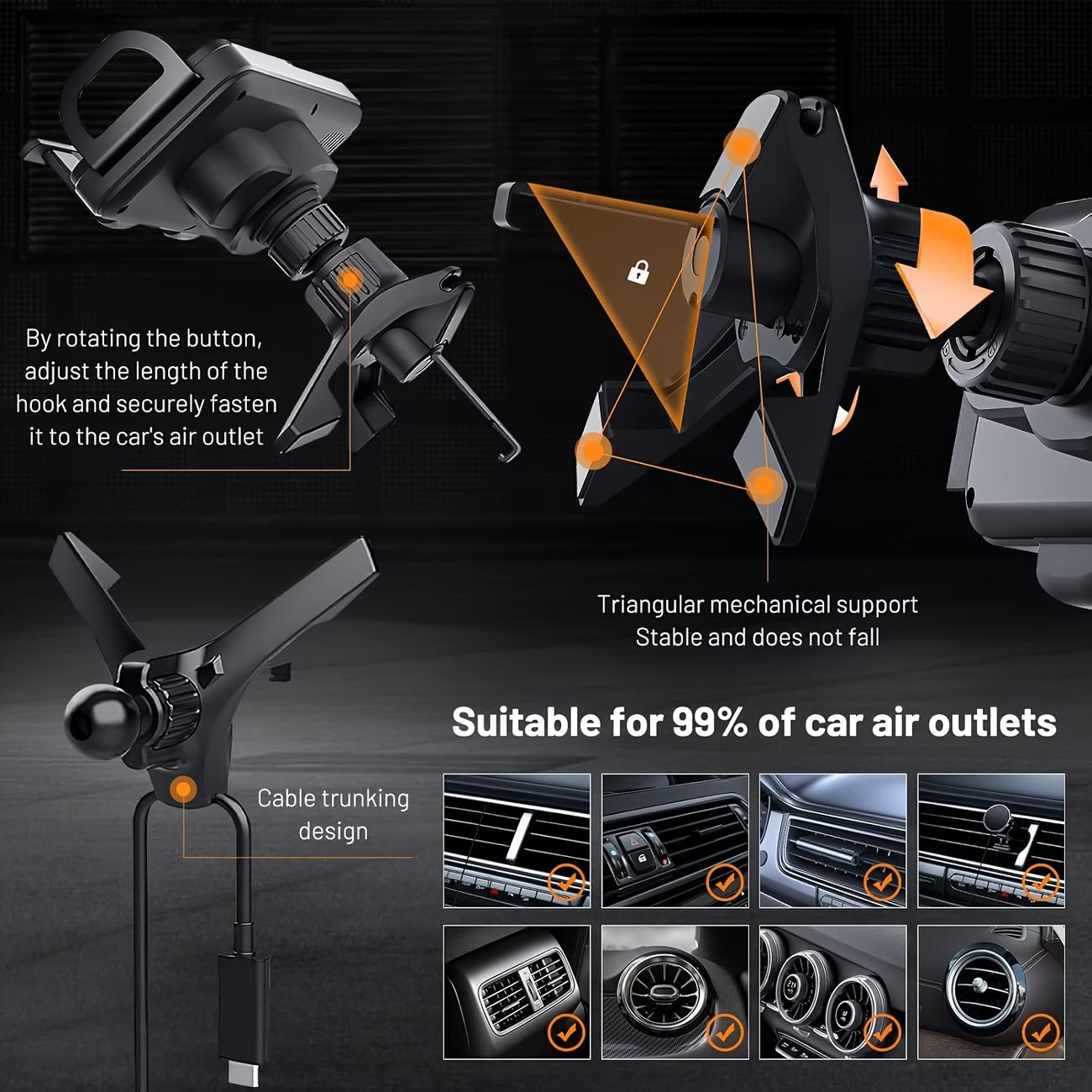 Wireless Charging Car Phone Mount – Auto Rotating 2-in-1 Fast Charger