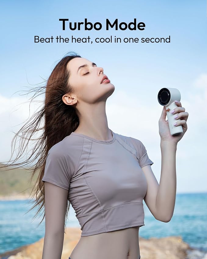🌬️ Mini Portable Handheld Fan 🔋 3600mAh USB Rechargeable Turbo Fan with Digital Display ✨