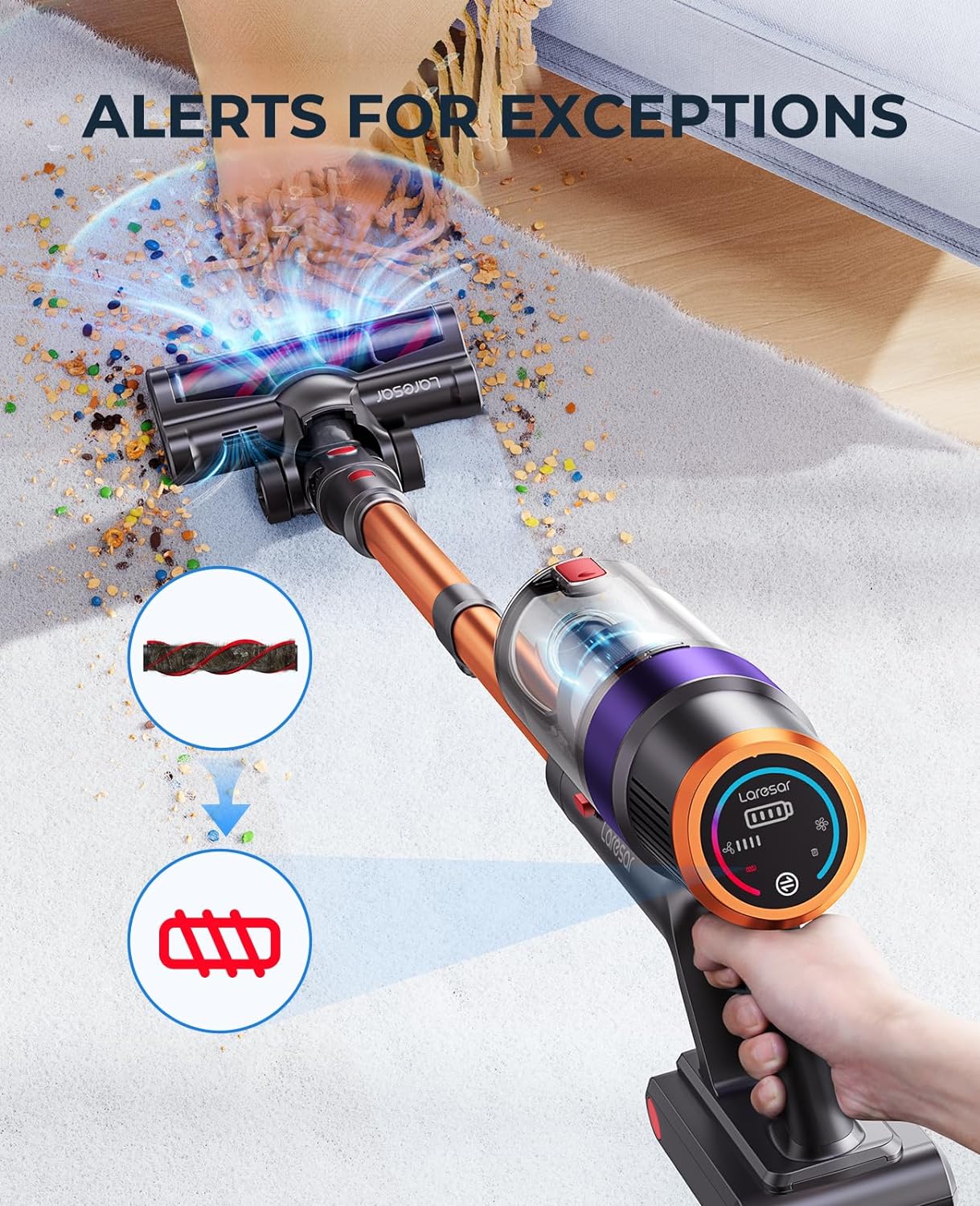 Smart Cordless Vacuum Cleaner 550W – 55 Min Runtime, Detachable Battery, Powerful Handheld Home Appliance