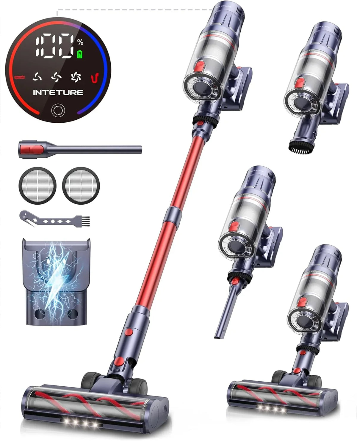 Smart Cordless Vacuum Cleaner 550W – 55 Min Runtime, Detachable Battery, Powerful Handheld Home Appliance