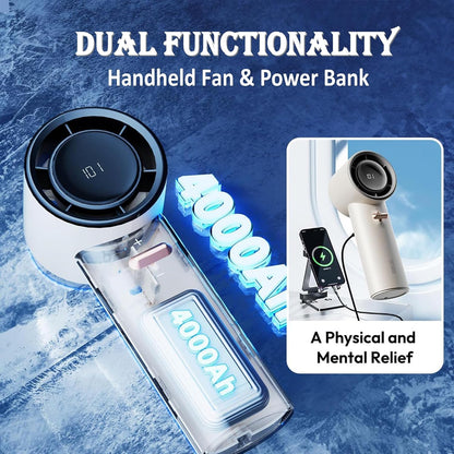 🌬️ Mini Portable Handheld Fan 🔋 3600mAh USB Rechargeable Turbo Fan with Digital Display ✨