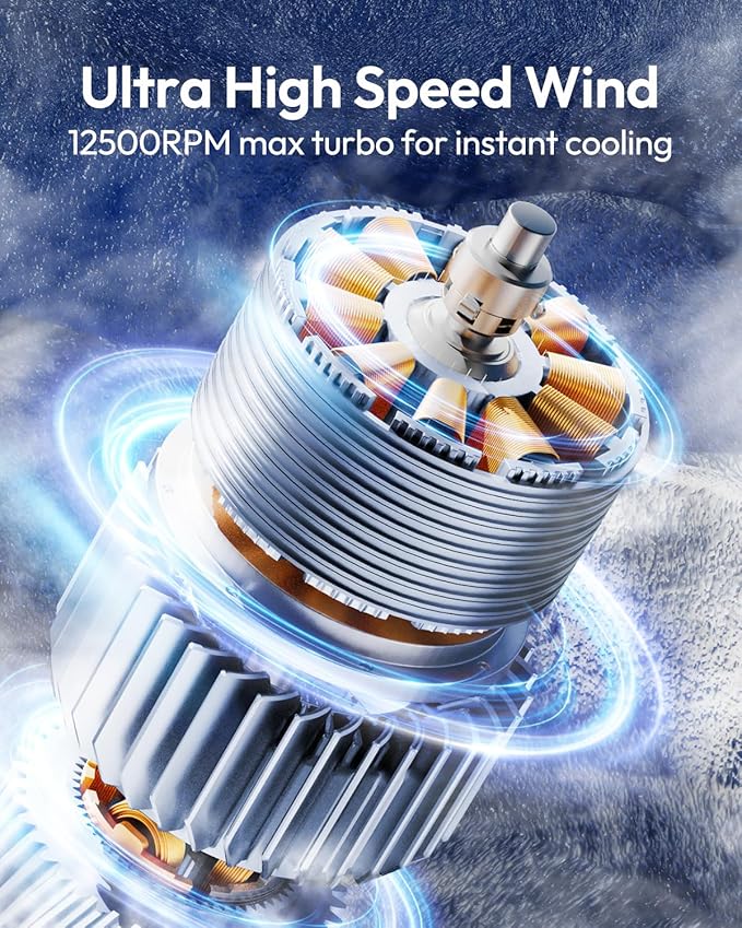 🌬️ Mini Portable Handheld Fan 🔋 3600mAh USB Rechargeable Turbo Fan with Digital Display ✨