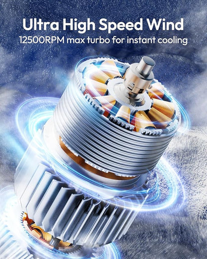 🌬️ Mini Portable Handheld Fan 🔋 3600mAh USB Rechargeable Turbo Fan with Digital Display ✨