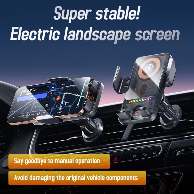 Wireless Charging Car Phone – Auto Rotating 2-in-1 Fast Charger