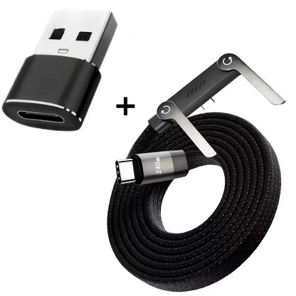 Foldable Charging Cable with Built-in Stand – 240W Ultra-Fast Charging & Data Cable