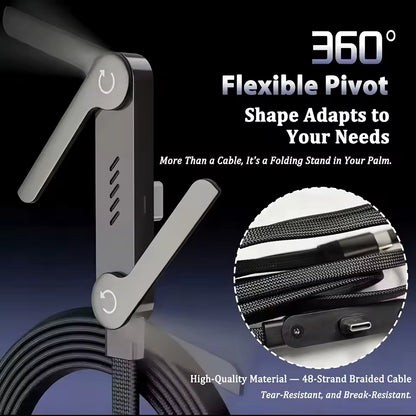 Foldable Charging Cable with Built-in Stand – 240W Ultra-Fast Charging & Data Cable