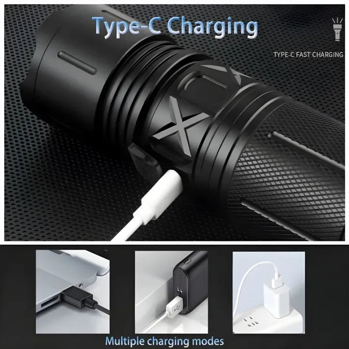 🔦 TrixHub Rechargeable High Lumens LED Flashlight & USB-C Fast Charging