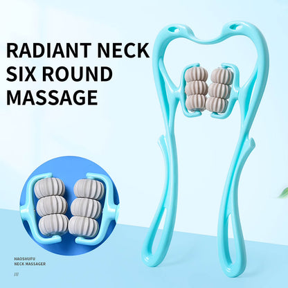 6-Wheel Cervical Neck Massager 🌿🔥| 🌀 Deep Tissue Relief | 🏡 Perfect for Home & Travel ✨
