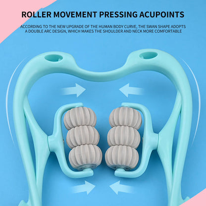 6-Wheel Cervical Neck Massager 🌿🔥| 🌀 Deep Tissue Relief | 🏡 Perfect for Home & Travel ✨