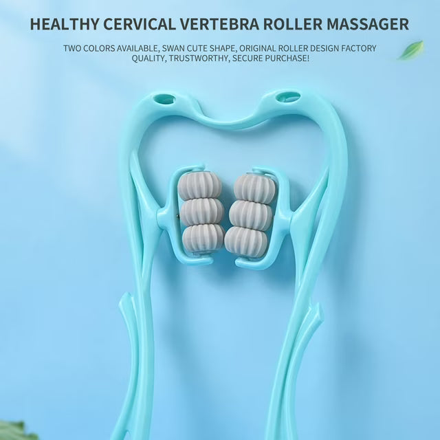 6-Wheel Cervical Neck Massager 🌿🔥| 🌀 Deep Tissue Relief | 🏡 Perfect for Home & Travel ✨