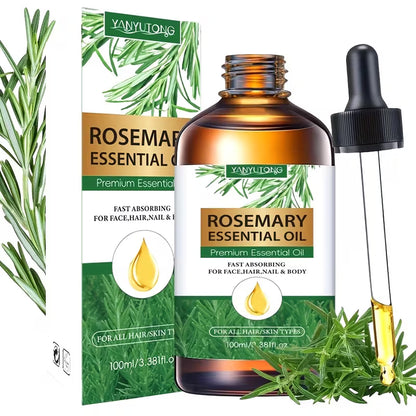[Original] 100Ml Rosemary Essential Oil, Suitable for All Hair Types + Pain Relief - For Both Men & Women ✅