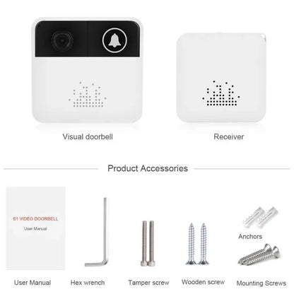 Wireless Wifi Video Doorbell HD Recording Battery Powered | 2-Way Audio App Control