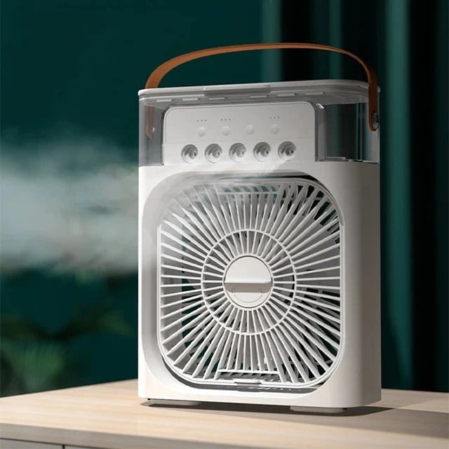 4-in-1 Portable Mist Air Cooler Fan – 600ml USB Type-C Mini AC Humidifier with LED Light