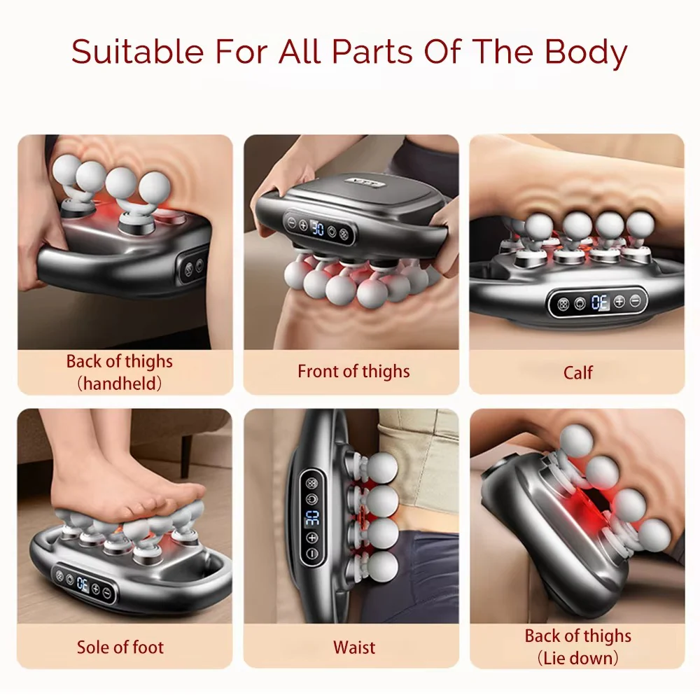 High-Frequency Fascia Massage Gun – Deep Tissue Body, Neck & Shoulder Massager with Red Light Therapy