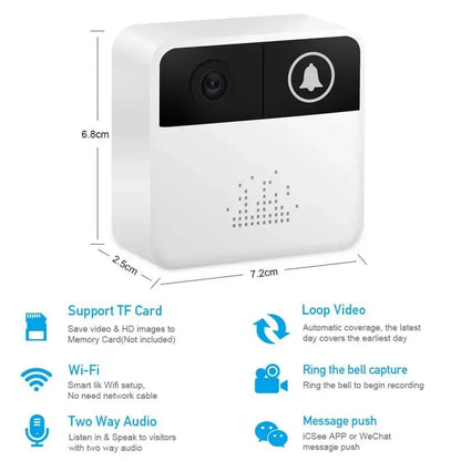 Wireless Wifi Video Doorbell HD Recording Battery Powered | 2-Way Audio App Control