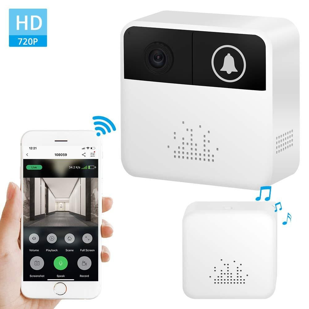 Wireless Wifi Video Doorbell HD Recording Battery Powered | 2-Way Audio App Control